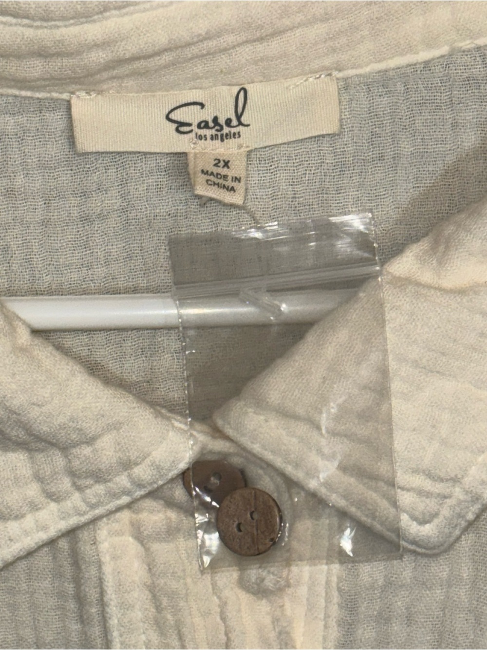 EASEL LOS ANGELES Button Down Cotton Gauze Shirt - Picture 6 of 6